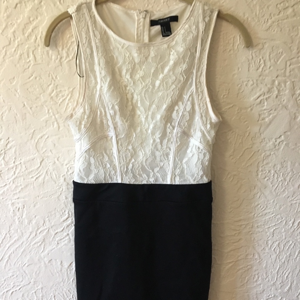 White and black body con dress